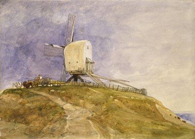 Vindmølle på en høyde, 1800-tallet av John Sell Cotman