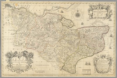 Kent, faktisk kartlagt og avgrenset av John Seller, ca. 1680 (gravering) av John Seller