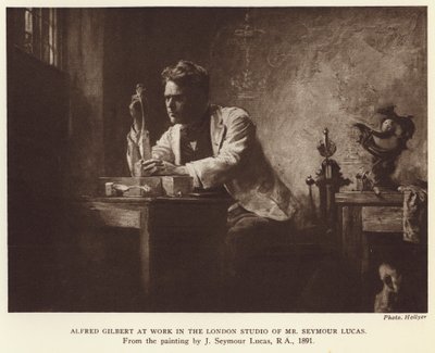Alfred Gilbert , engelsk billedhugger (fotogravyr) av John Seymour (after) Lucas