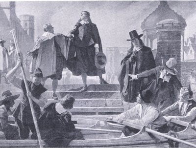 Flight of the five members, illustrasjon fra The History of the British People utgitt av Waverley, ca. 1940 (litho) av John Seymour Lucas