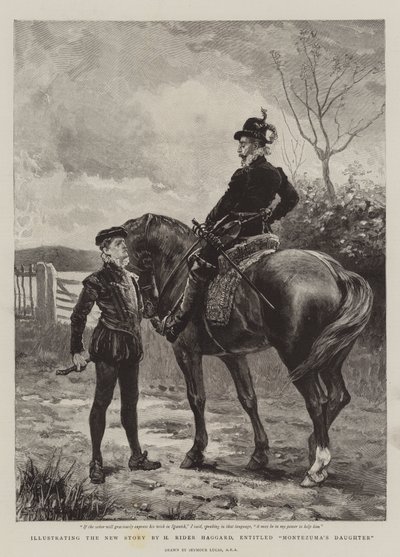Illustrerer den nye historien av H Rider Haggard, med tittelen Montezumas datter av John Seymour Lucas