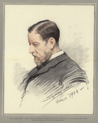 Høyre ærede Lord George Francis Hamilton, MP, utenriksminister for India av John Seymour Lucas