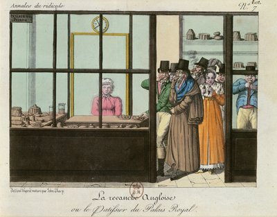 The English Revenge eller, The Patisserie at the Palais Royal, ca. 1815 av John Sharp