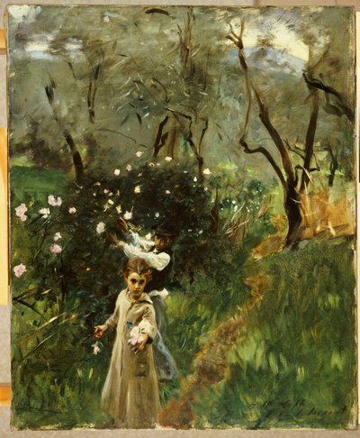 Innsamling av blomster i Twilight av John Singer Sargent