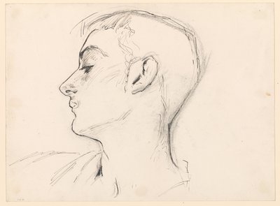 Hode av en ung mann (Albert de Belleroche) i profil av John Singer Sargent