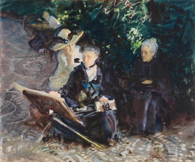 In the Generalife, 1912 (wc, voksstift og grafitt på hvitt vevd papir) av John Singer Sargent