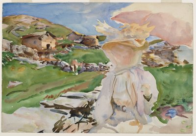 I Simplon Pass, 1909 (gjennomskinnelig wc og innslag av ugjennomsiktig wc og voksresist med grafittundertegning) av John Singer Sargent