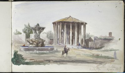Landskap med figurer, Templum Vestas, Roma, 9. april 1869 (akvarell over grafitt på off-white vevd papir) av John Singer Sargent