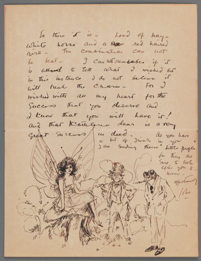 Brev til Kathlene MacDonell (blekk på papir) av John Singer Sargent
