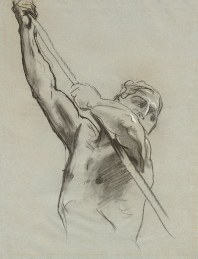 Mannlig torso med stang, 1890-1900. av John Singer Sargent