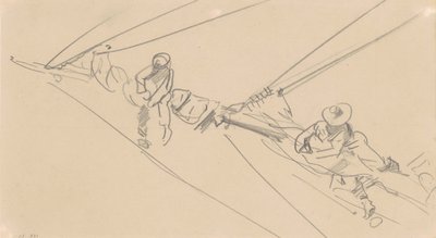 Men on a Spar, ca. 1876 (grafitt på vevd papir) av John Singer Sargent