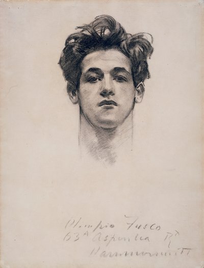 Olimpio Fusco, ca. 1900-10 (kull og stubbe på papir) av John Singer Sargent