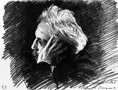 Portrett av Gabriel Fauré (1845 - 1924), fransk komponist. Kull av vennen John Singer Sargent (1898). av John Singer Sargent