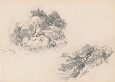Rocks and Brush, Hintersee, Tyskland, 1871 (grafitt på vevpapir) av John Singer Sargent