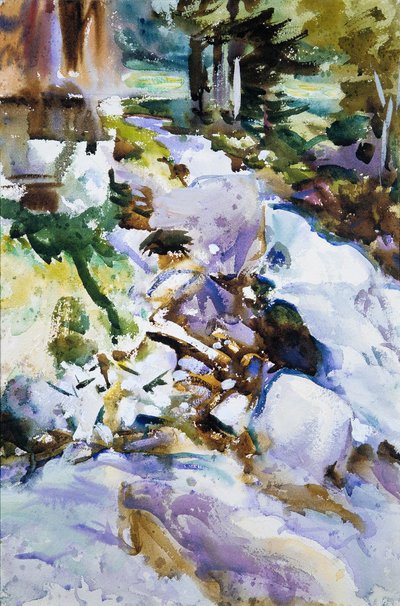 Rushing Brook, ca. 1904-11 (wc, gouache og grafitt på off-white vevd papir) av John Singer Sargent