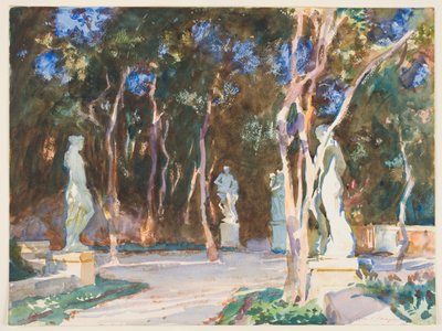 Shady Paths, Vizcaya (wc over grafitt på papir) av John Singer Sargent