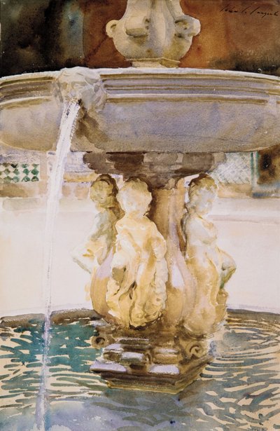 Spansk fontene, 1912 (wc og grafitt på hvitt vevd papir) av John Singer Sargent
