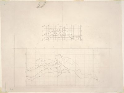 Studier for "To klassiske mannlige figurer som hopper" av John Singer Sargent
