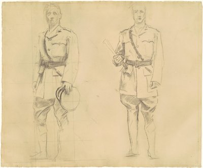 Studier av generalene Plumer og Haig for generaloffiserer fra første verdenskrig [recto], 1920-1922. av John Singer Sargent