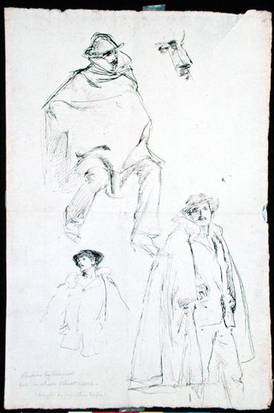 Studie for en venetiansk gatescene (blekk på papir) av John Singer Sargent