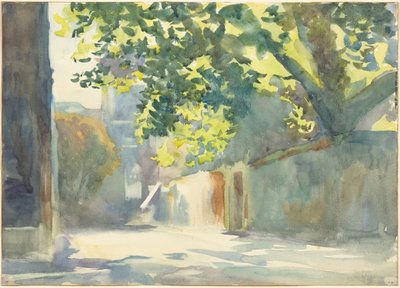 Solbelyst mur under et tre av John Singer Sargent