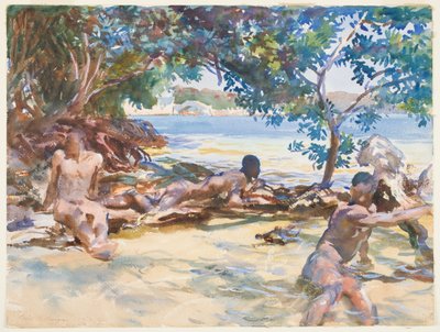 The Bathers (wc og gouache over grafitt på papir) av John Singer Sargent