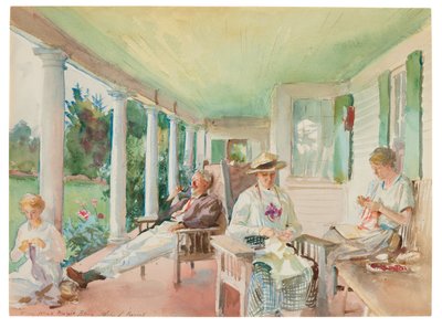 Piazzaen; På verandaen, ca. 1921–22 (akvarell og kull på papir) av John Singer Sargent