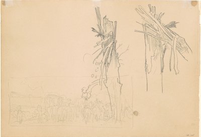 To knuste trær; og studere for "The Road" [verso] av John Singer Sargent