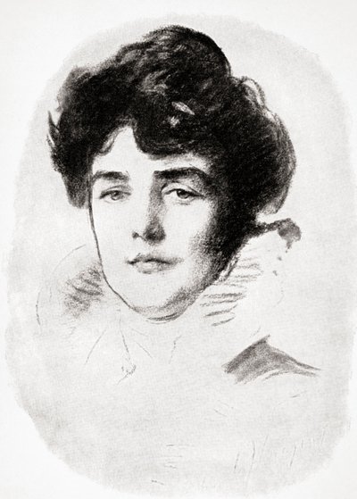 Jeanette Jennie Jerome, Lady Randolph Churchill og mor til Sir Winston Churchill, fra A Roving Commission av Winston S. Churchill pub. av Scribners, 1930 av John Singer after Sargent