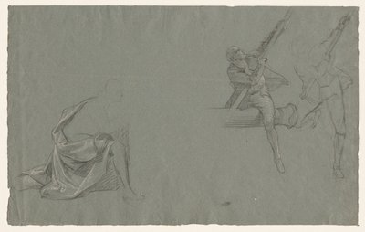 Draperistudie, to figurer som trekker en stang, 1785-86. av John Singleton Copley
