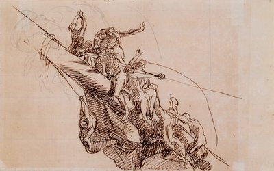 Figurer Clinging to Wreckage, ca. 1785-86 (brunt blekk på beige papir) av John Singleton Copley