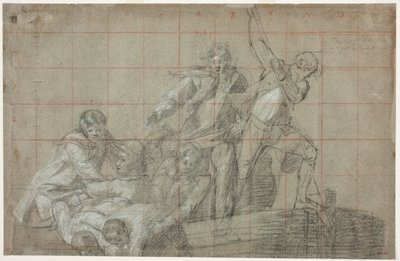 Rescue Group, 177778 (svart kritt forsterket med hvitt på papir) av John Singleton Copley