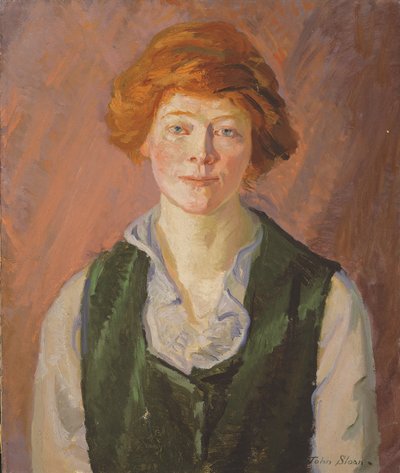 Green Vest (Jennie Doyle) 1914-15 (olje på lerret) av John French Sloan