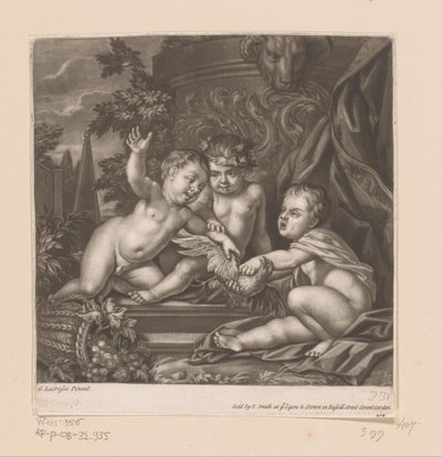 Tre amoriner med en fugl av attributed to John Smith