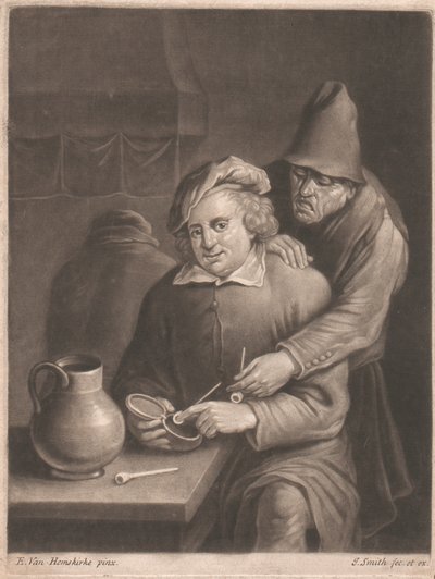 En røyker som sitter ved bordet av John Smith