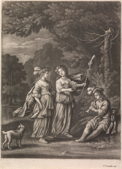 Pastoral scene med en Shawm-spiller av John Smith