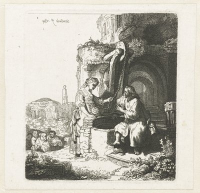 Kristus og kvinnen i Samaria blant ruiner av John Smith of Chichester