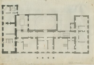 Chillington Hall: penn- og blyanttegning, nd [1789] (tegning) av John Soane