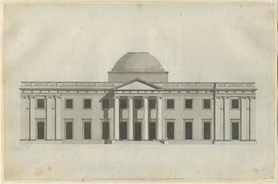Chillington Hall: penn- og vasketegning, nd [1780-tallet] (tegning) av John Soane
