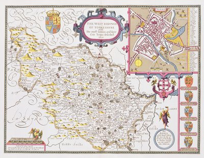 The West Ridinge of Yorkeshyre, gravert av Jodocus Hondius (1563-1612) fra John Speeds 