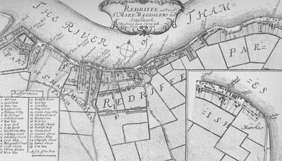 A Plan of Rotherhithe, 1755, 1912. Kunstnere: Ukjent, John Stow. av John Stow