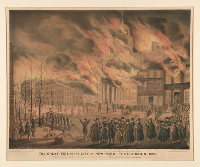 Den store brannen i byen New York, 16. desember 1835 av John T. Bowen