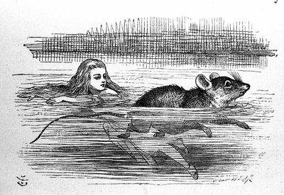 Alice i Eventyrland av Lewis Carroll (E. Dodgson). Illustrasjon av den første utgaven av Tenniel av John Tenniel
