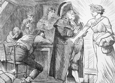 Veldedighet feie til side Brumbles protester i hennes vilje til å hjelpe fattige familier i nød av John Tenniel