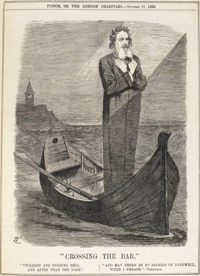 "Crossing the Bar" ble et av Alfred, Lord Tennysons mest kjente dikt. Denne minnetegneserien ble publisert kort tid etter Tennysons død av John Tenniel