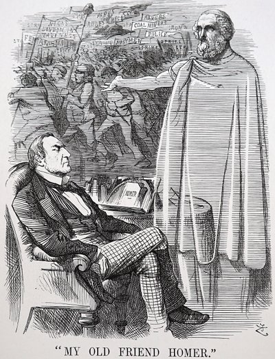 Gladstones gamle venn Homer av John Tenniel