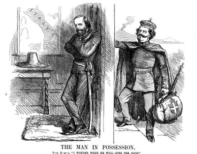 Victor Emmanuel II banket på døren til Napoli, 1861 av John Tenniel