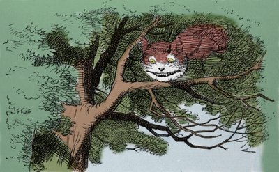detalj av: Alice and the Cat, illustrasjon av Sir John Tenniel for den første utgaven av eventyret Alice in Wonderland av den engelske forfatteren Lewis Carroll (Charles Lutwidge Dodgson) (1832-1898). av John Tenniel
