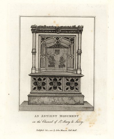 Gammelt monument i koret til St Mary le Savoy (nå Savoy-kapellet) av John Thomas Smith