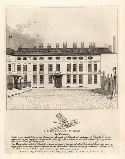 Cleveland House ved St James Palace, London av John Thomas Smith